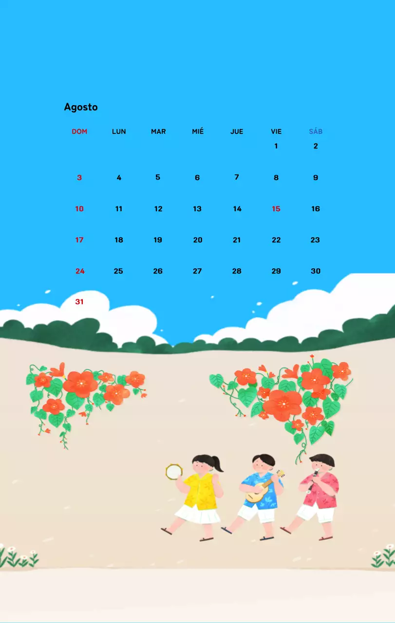 Calendario de Año Nuevo con cálidas ilustraciones