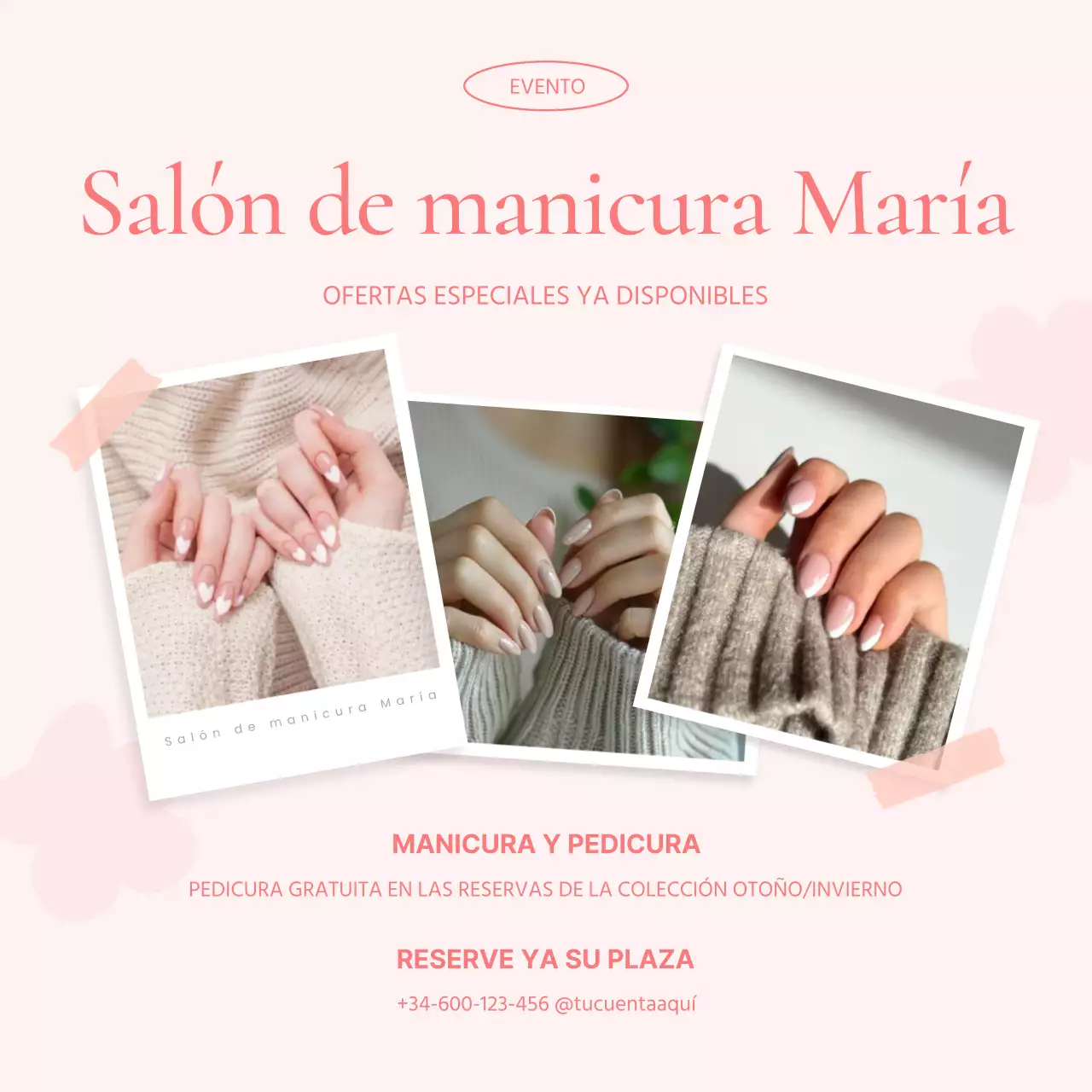 rosa elegante promoción de uñas