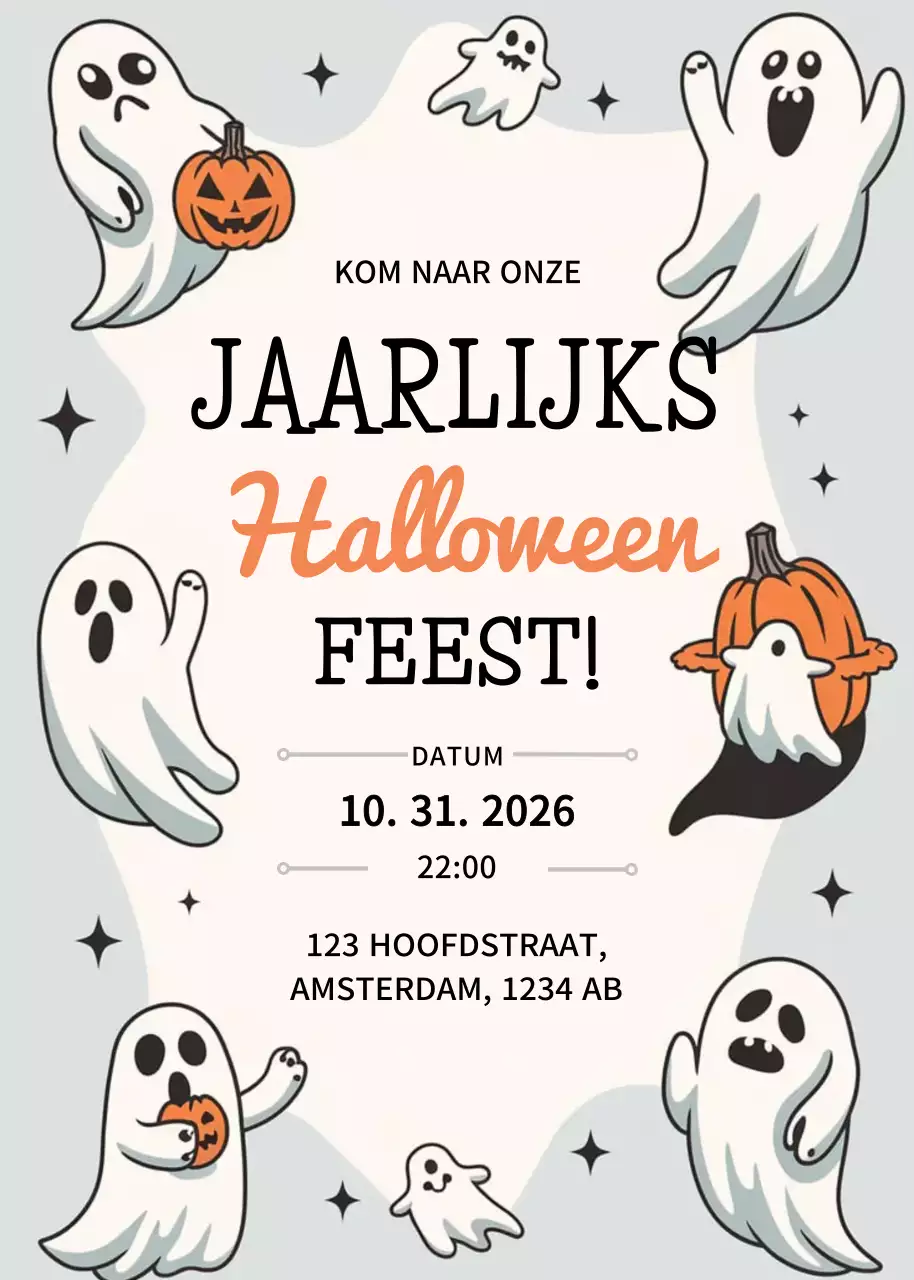 Oranje Retro Halloween Uitnodiging