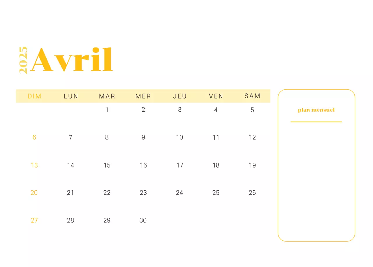 Calendrier avec illustrations de jeunes sur fond jaune-vert