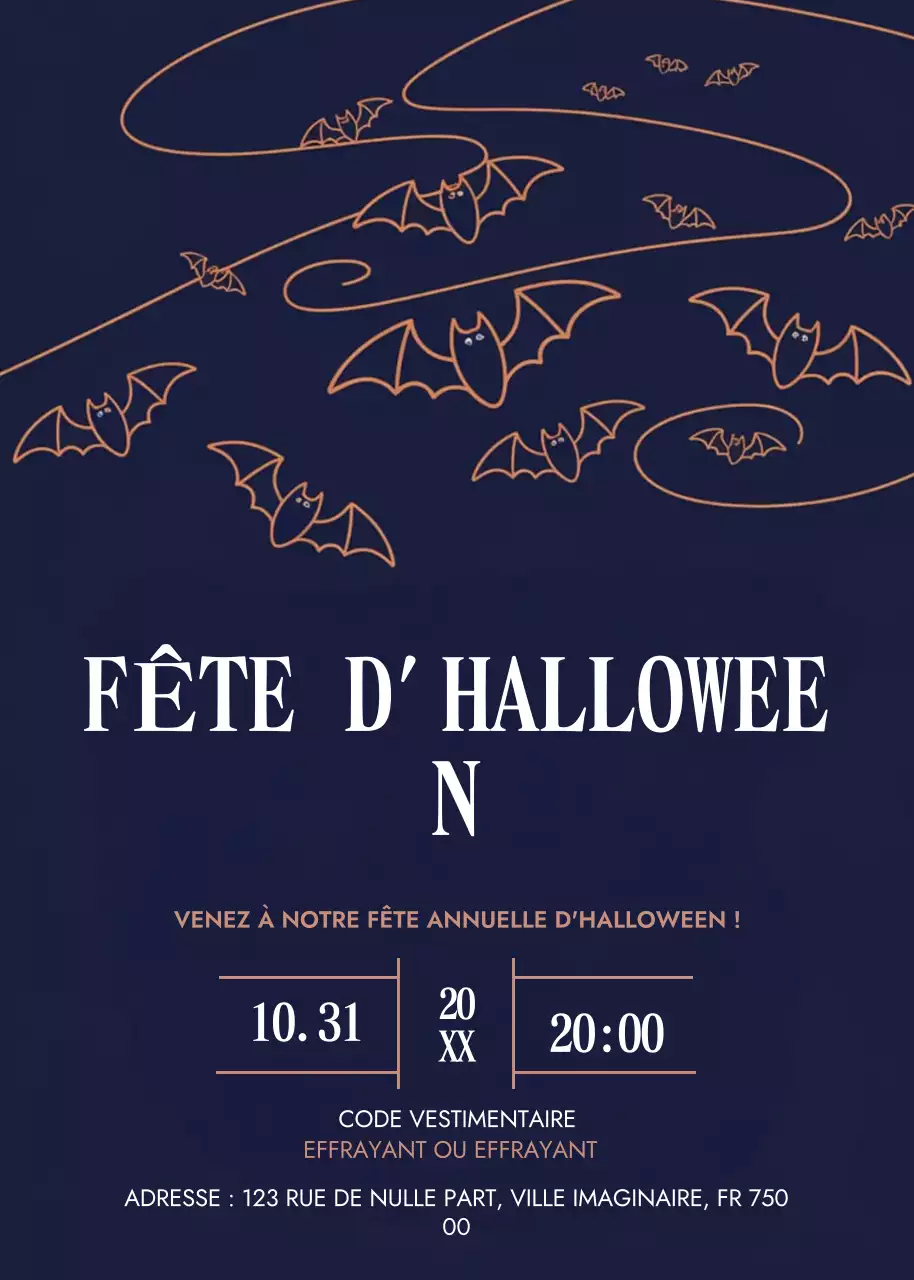 invitation classique navy pour Halloween