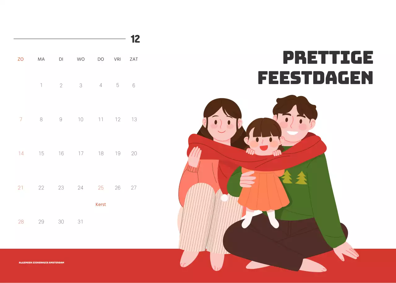 Een feestelijk ziekenhuis met illustraties met gezondheids- en gezinsthema's en kleurrijke accenten