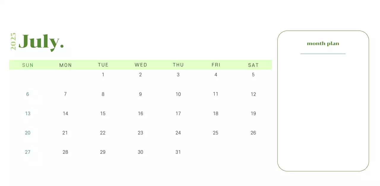 Calendar with youth illustrations on a yellow-green background