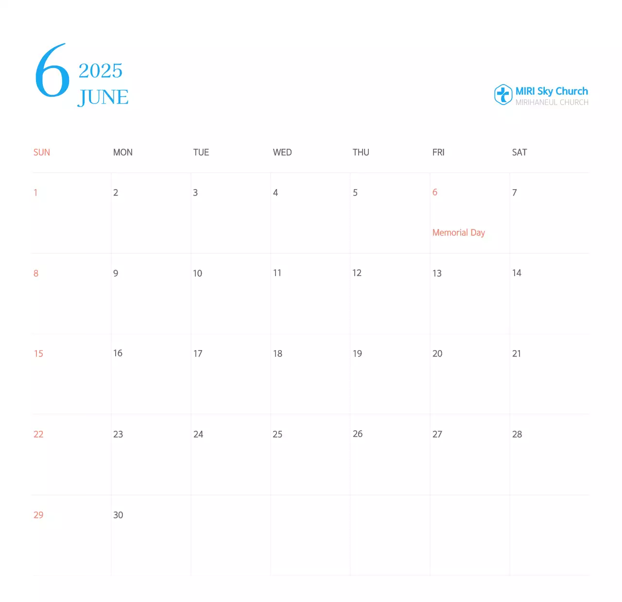 Lịch nhà thờ khái niệm hiện đại màu xanh