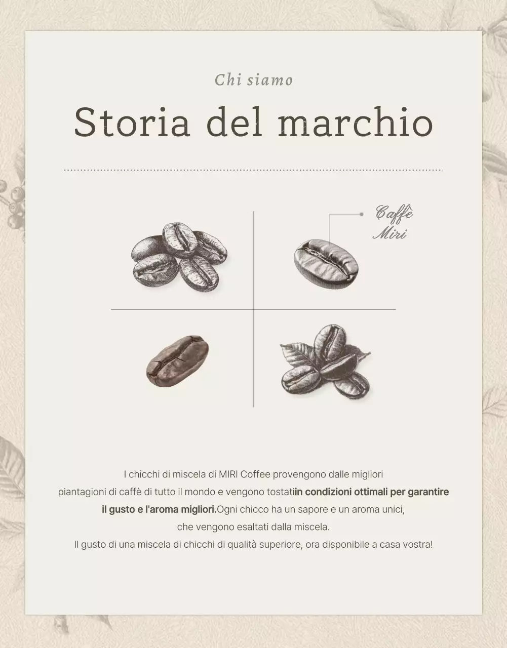 Pagina di dettaglio chicchi di caffè vintage beige e marrone