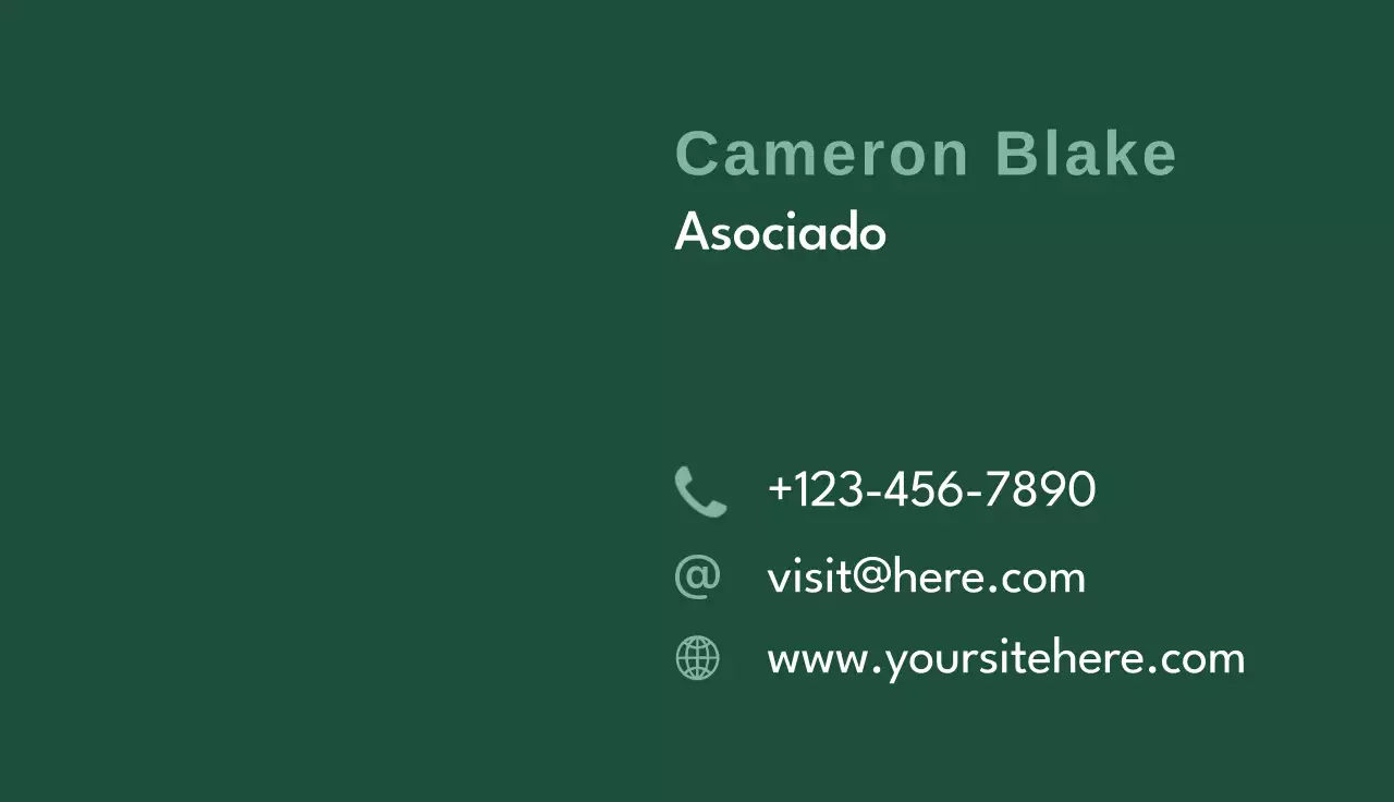 tarjeta de visita minimalista verde