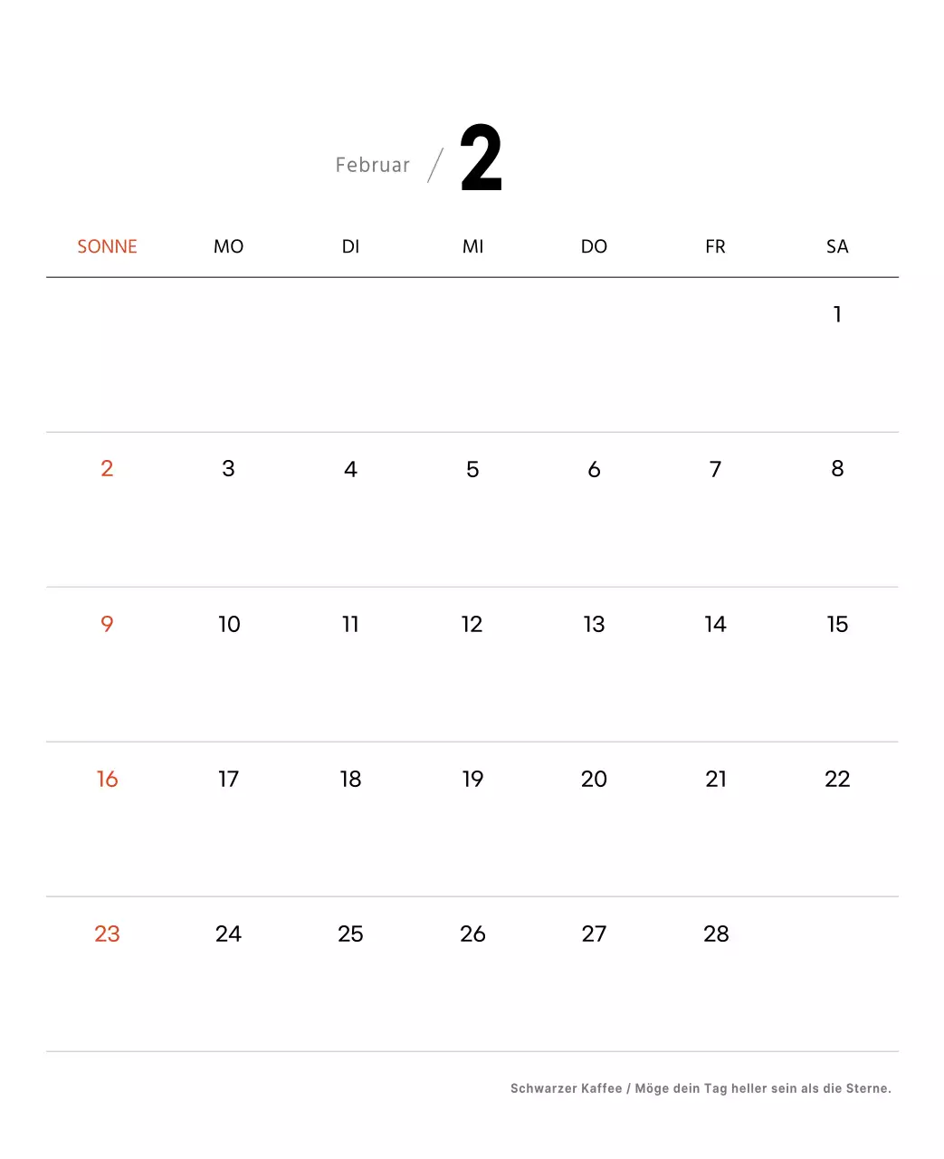 Einfacher Kaffee-Foto-Tischkalender für Cafés in Weißtönen