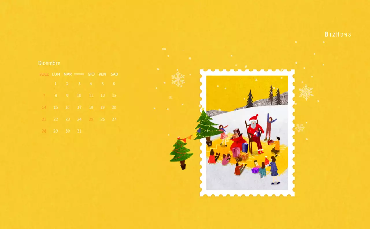 Calendario di Capodanno con una calda illustrazione