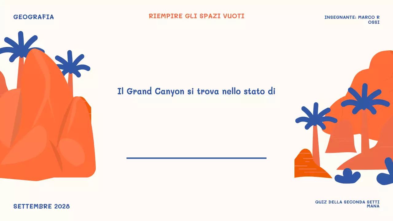 presentazione dell'evento ludico arancione a tempo di quiz