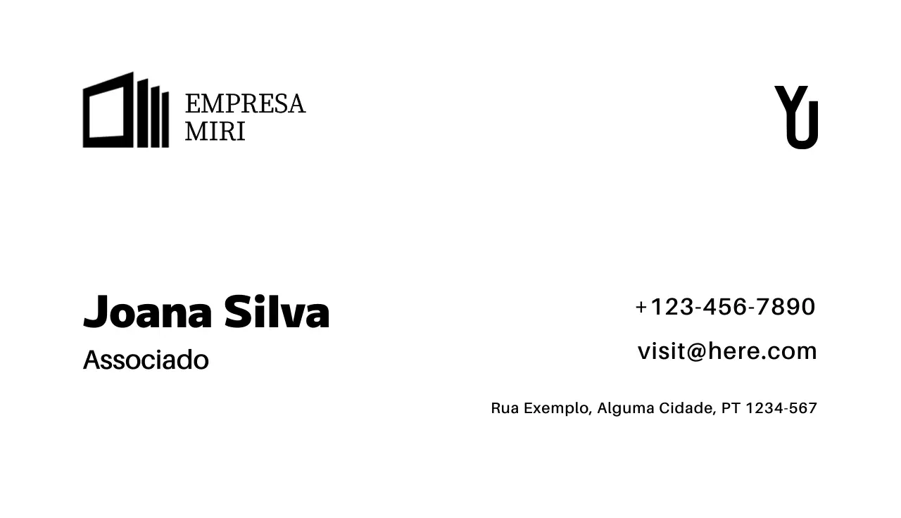 cartão de visita minimalista preto