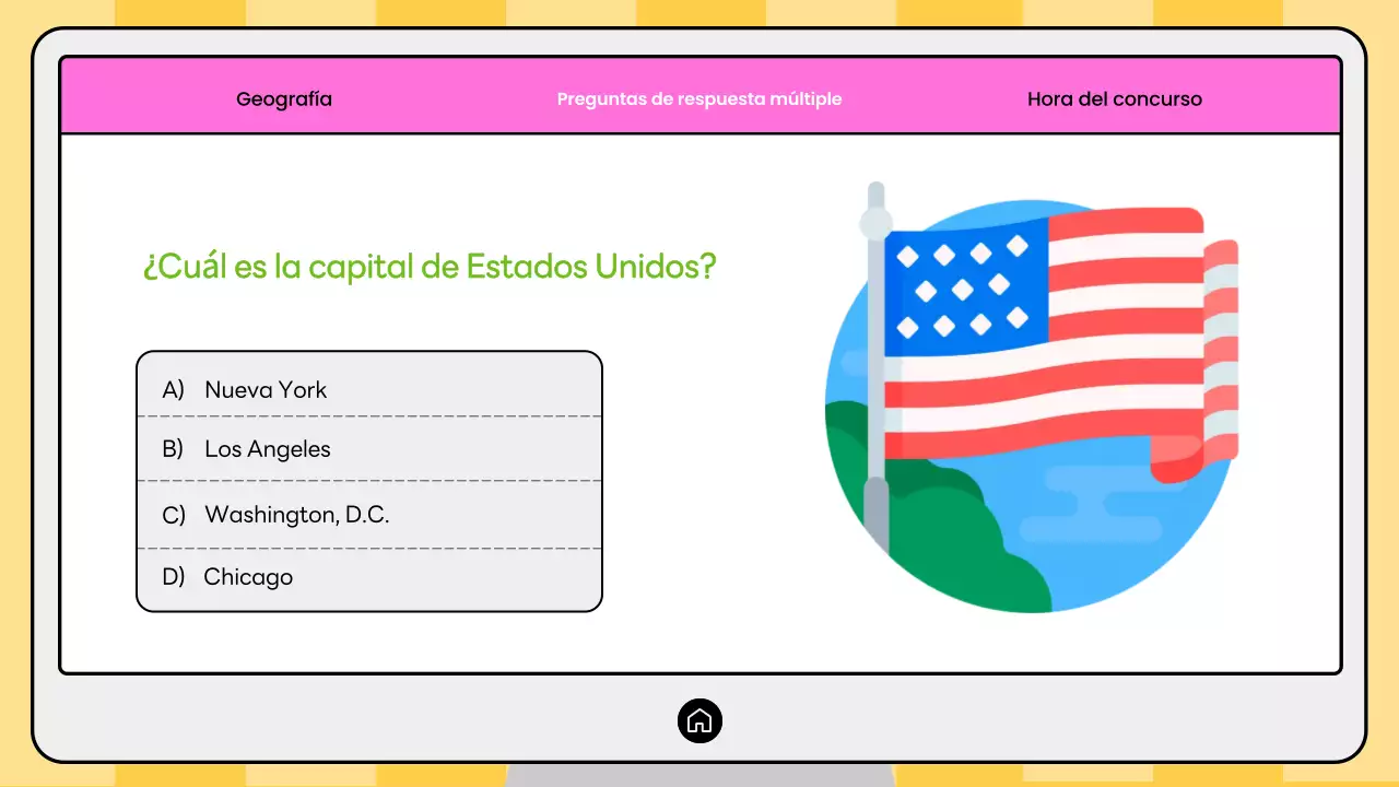 Concurso de geografía moderna rosa y amarilla
