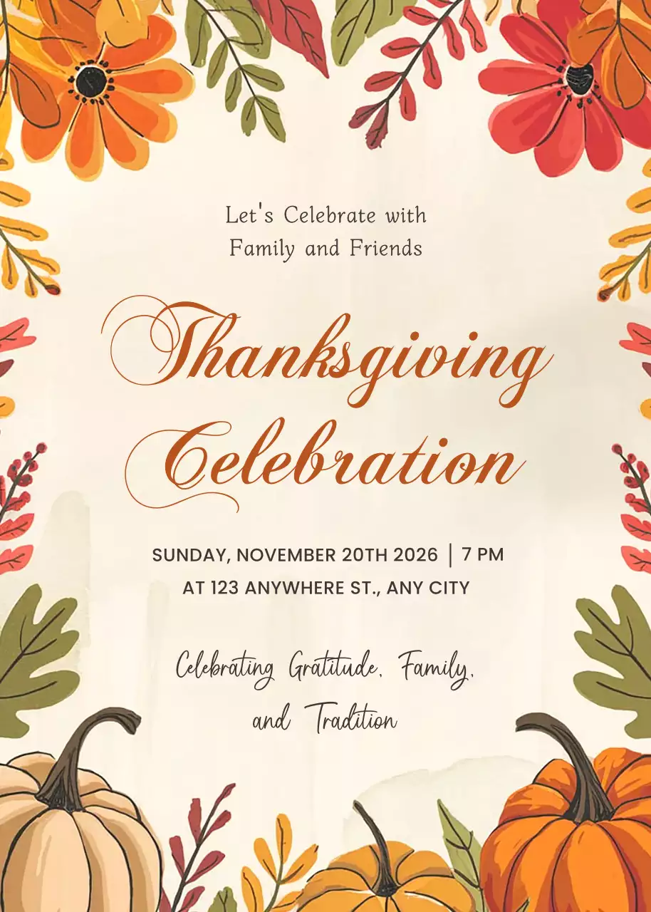 Orange Rustic Thanksgiving Invitation Poster