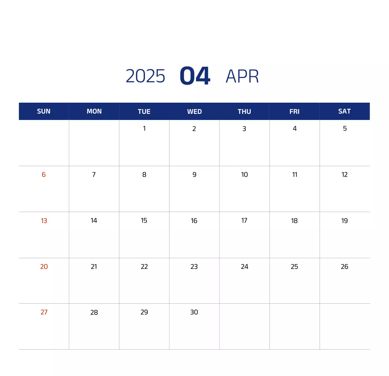 Lịch đơn giản với hình minh họa màu xanh gọn gàng