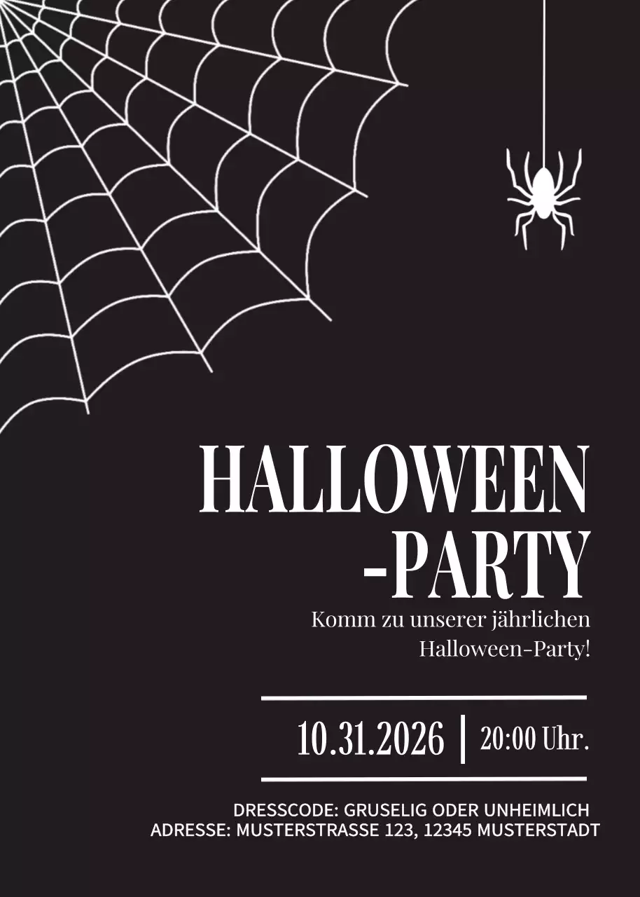 Schwarze Gothic-Halloween-Einladung