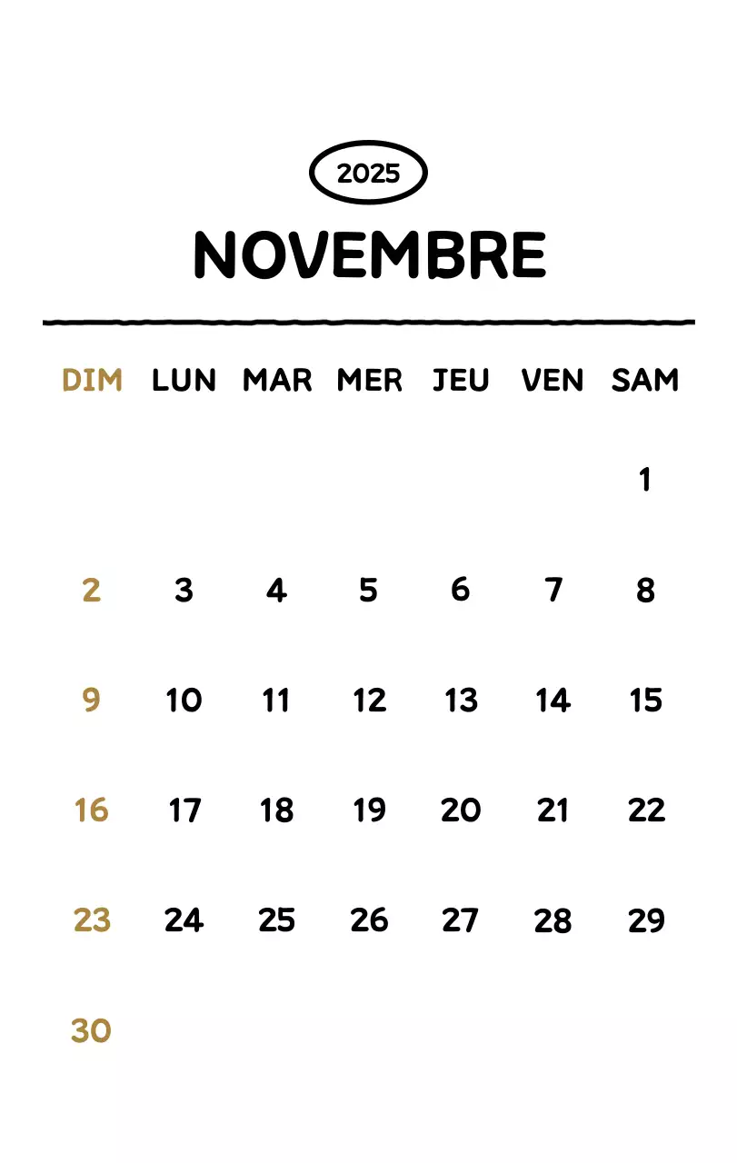 Calendrier illustré avec un joli style de lignes