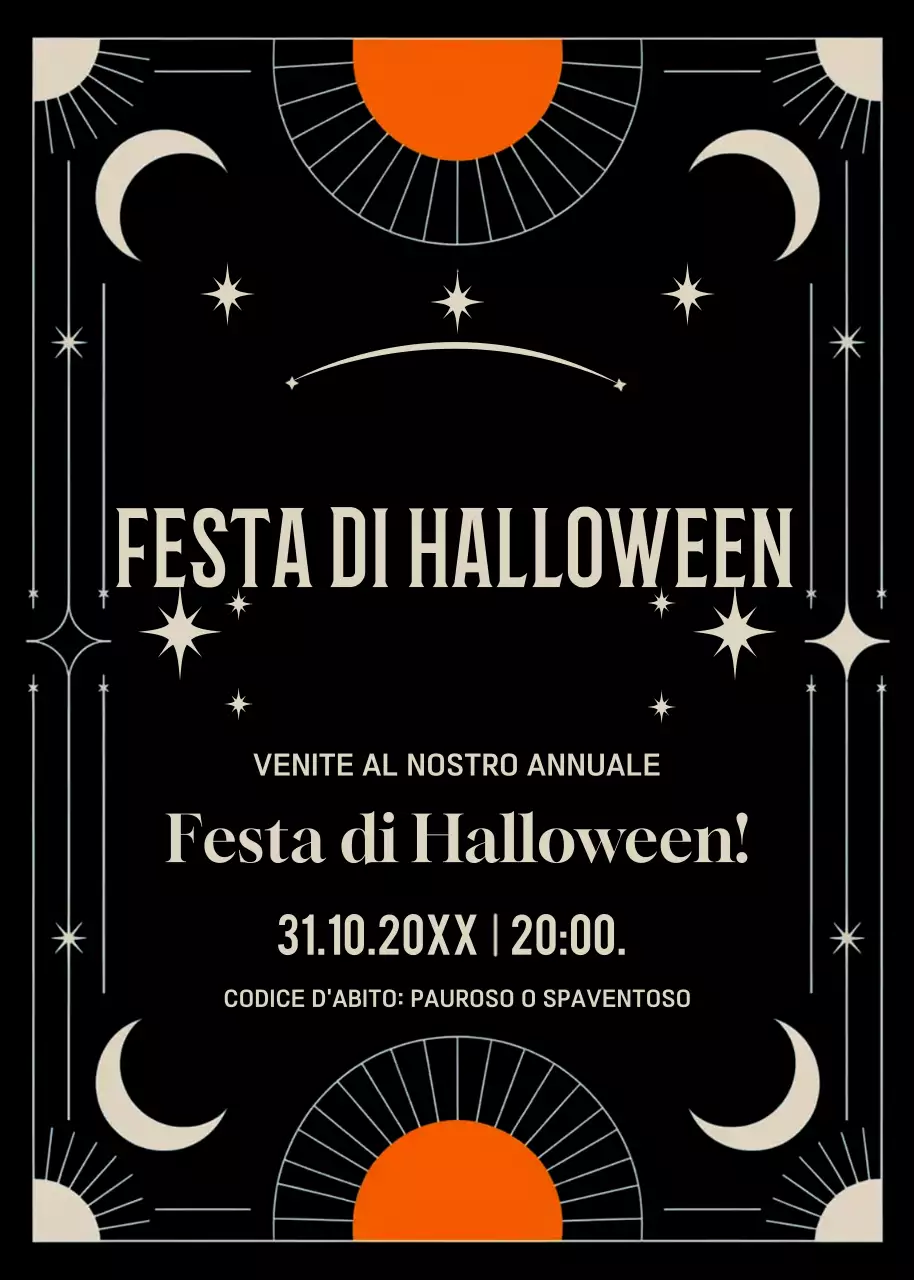 Invito alla festa di Halloween in arancione nero