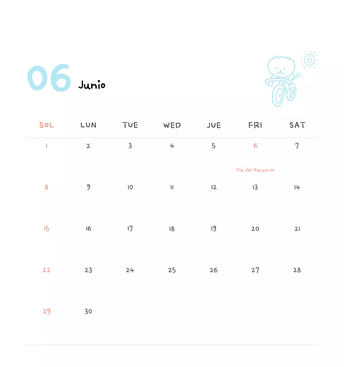 Calendario diario en marfil