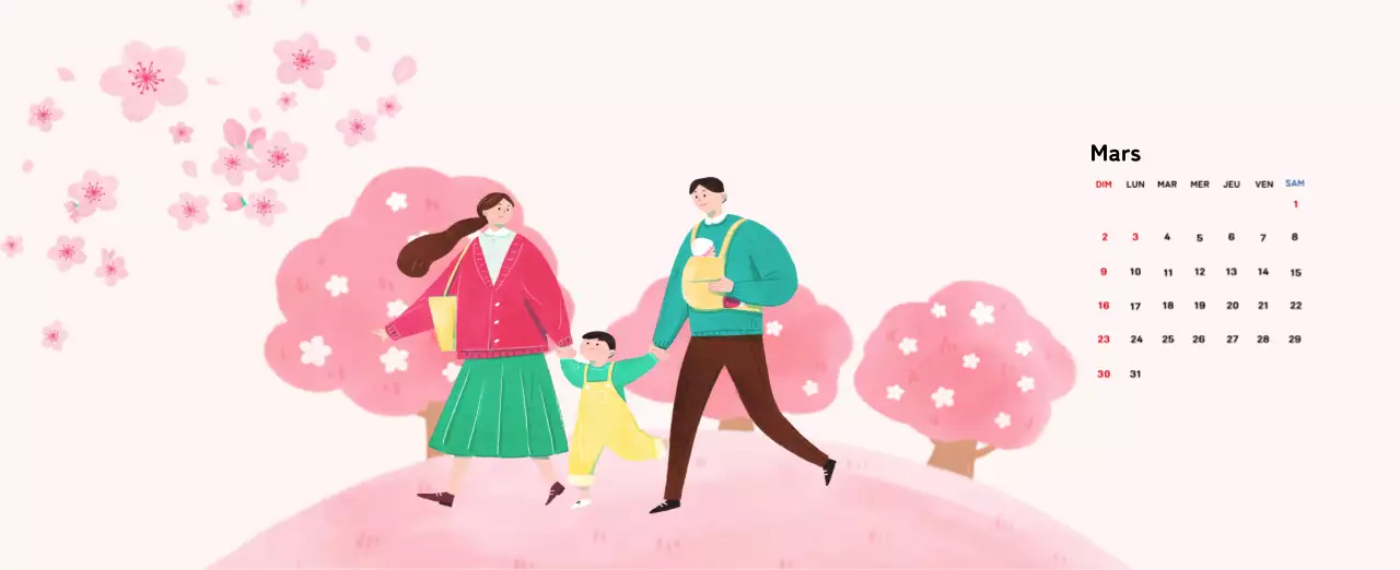 Calendrier du Nouvel An avec illustrations chaleureuses