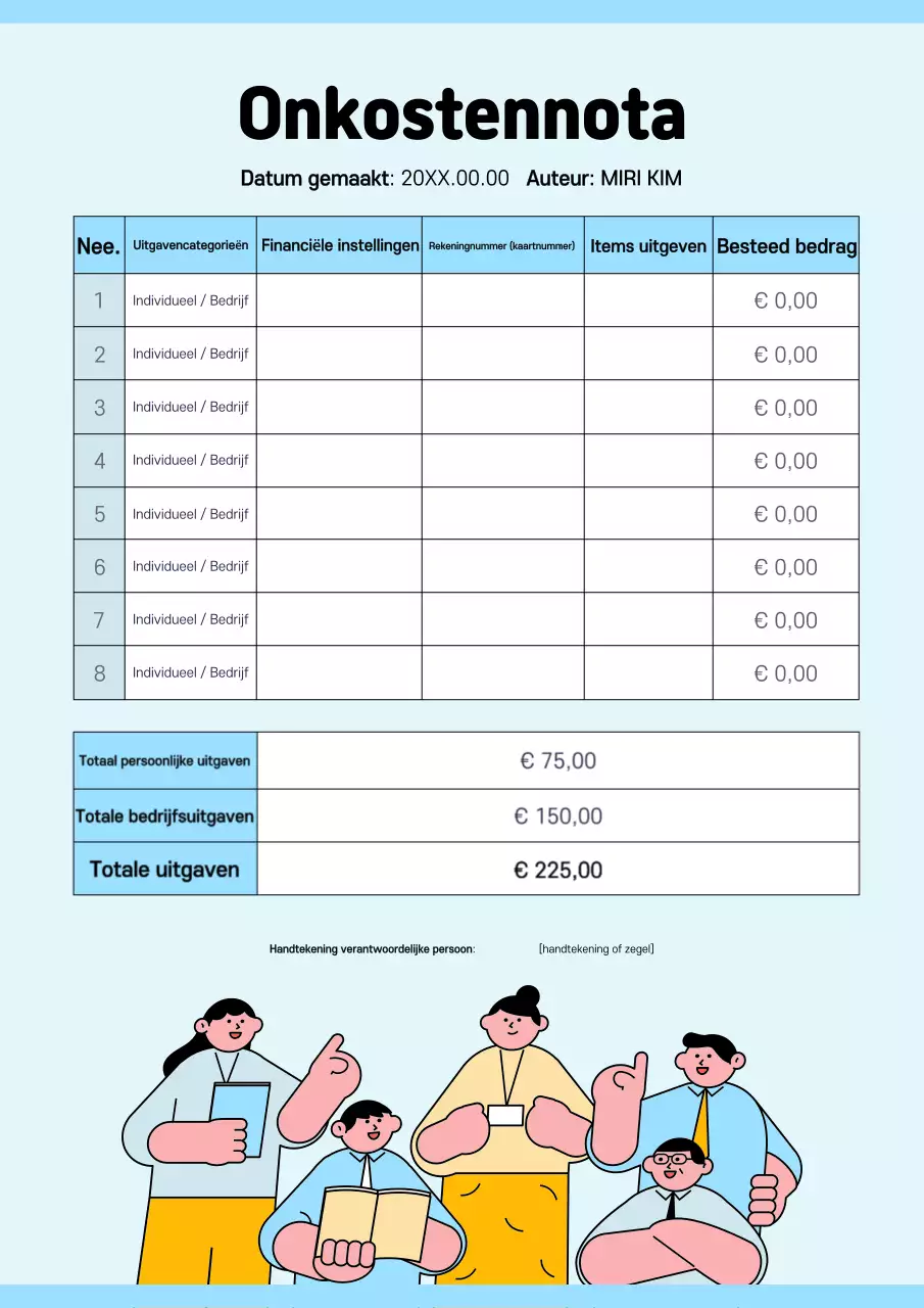 Een eenvoudige, lichtblauwe onkostendeclaratie analyseren