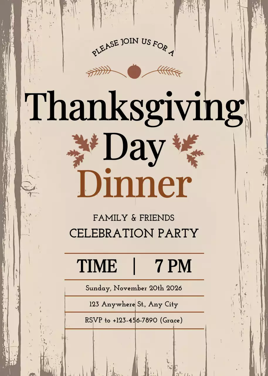 Beige Rustic Thanksgiving Invitation Poster