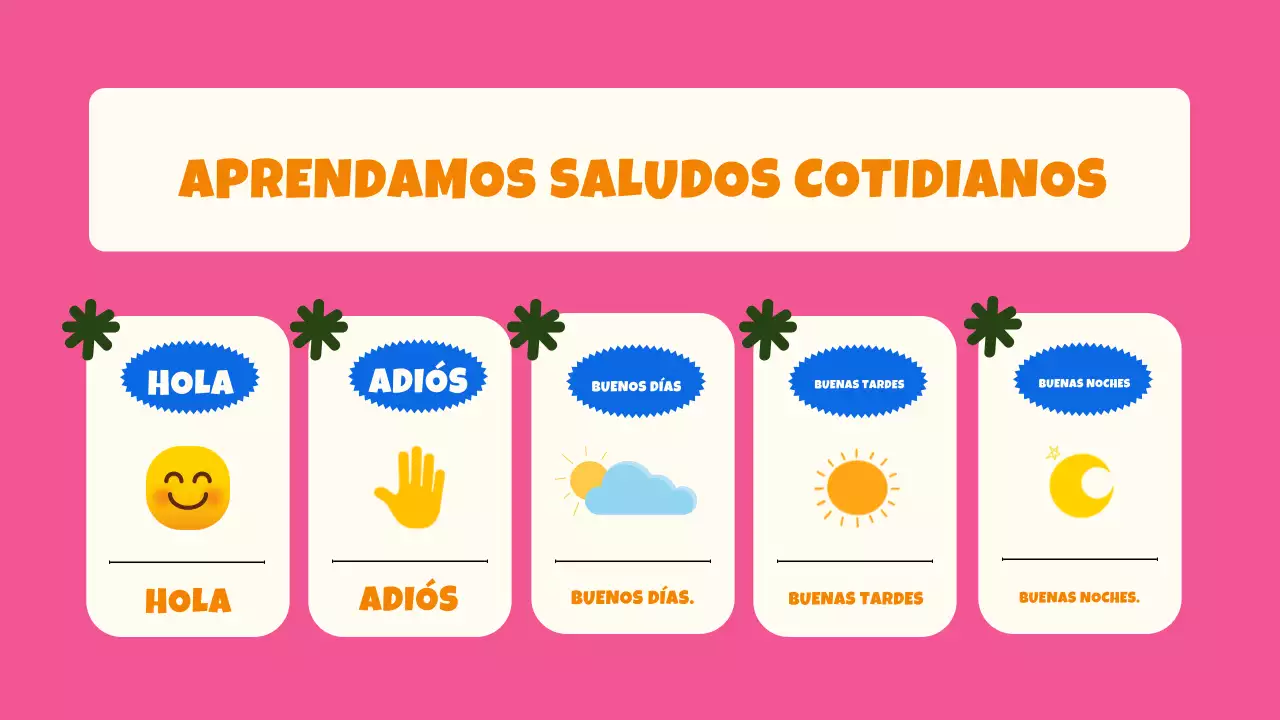 rosa azul colorido guía de clases de idiomas