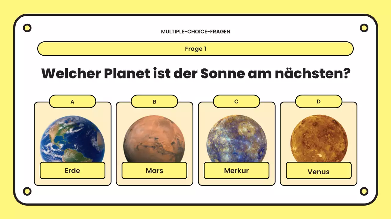 gelbe einfache Quiz-Präsentation