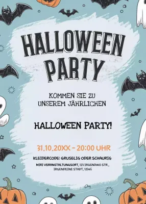 Blau schwarz orange Halloween Party Einladung