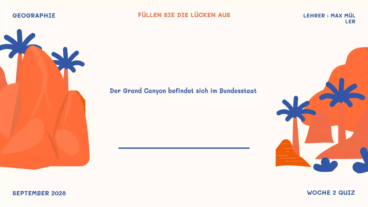 orangefarbene spielerische Schulveranstaltung Quiz Zeit Präsentation