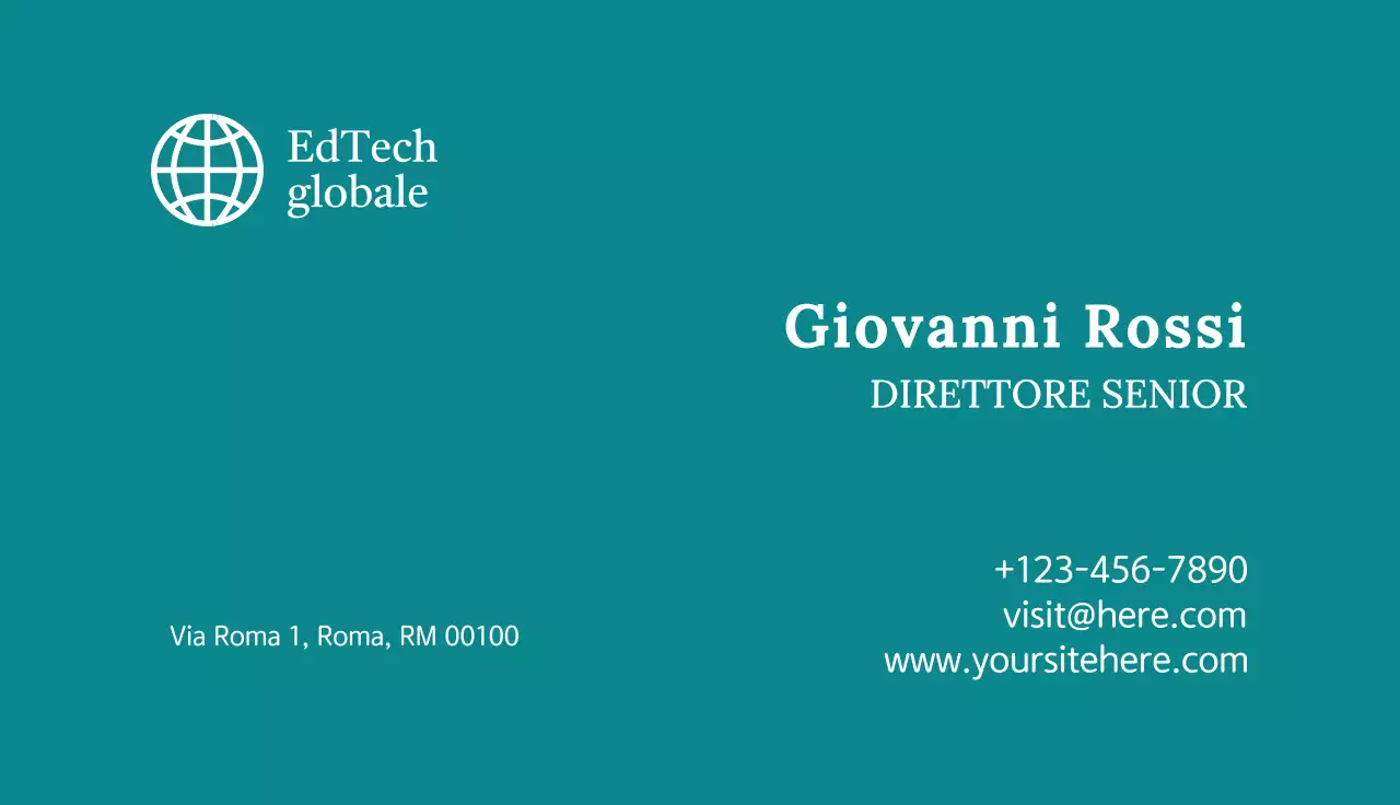 biglietto da visita professionale verde acqua