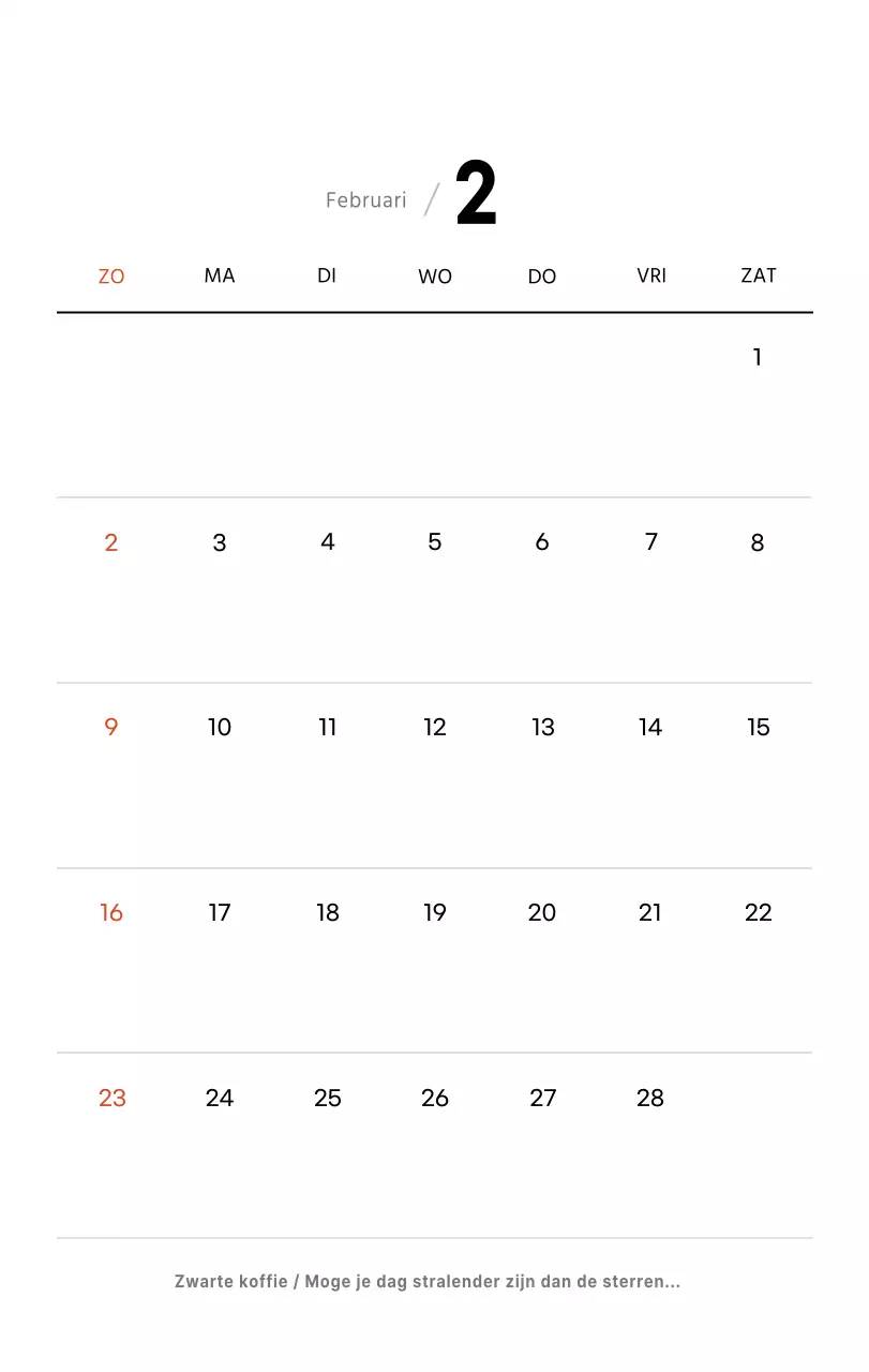 Eenvoudige bureaukalender met koffiefoto's voor cafés in witte tinten