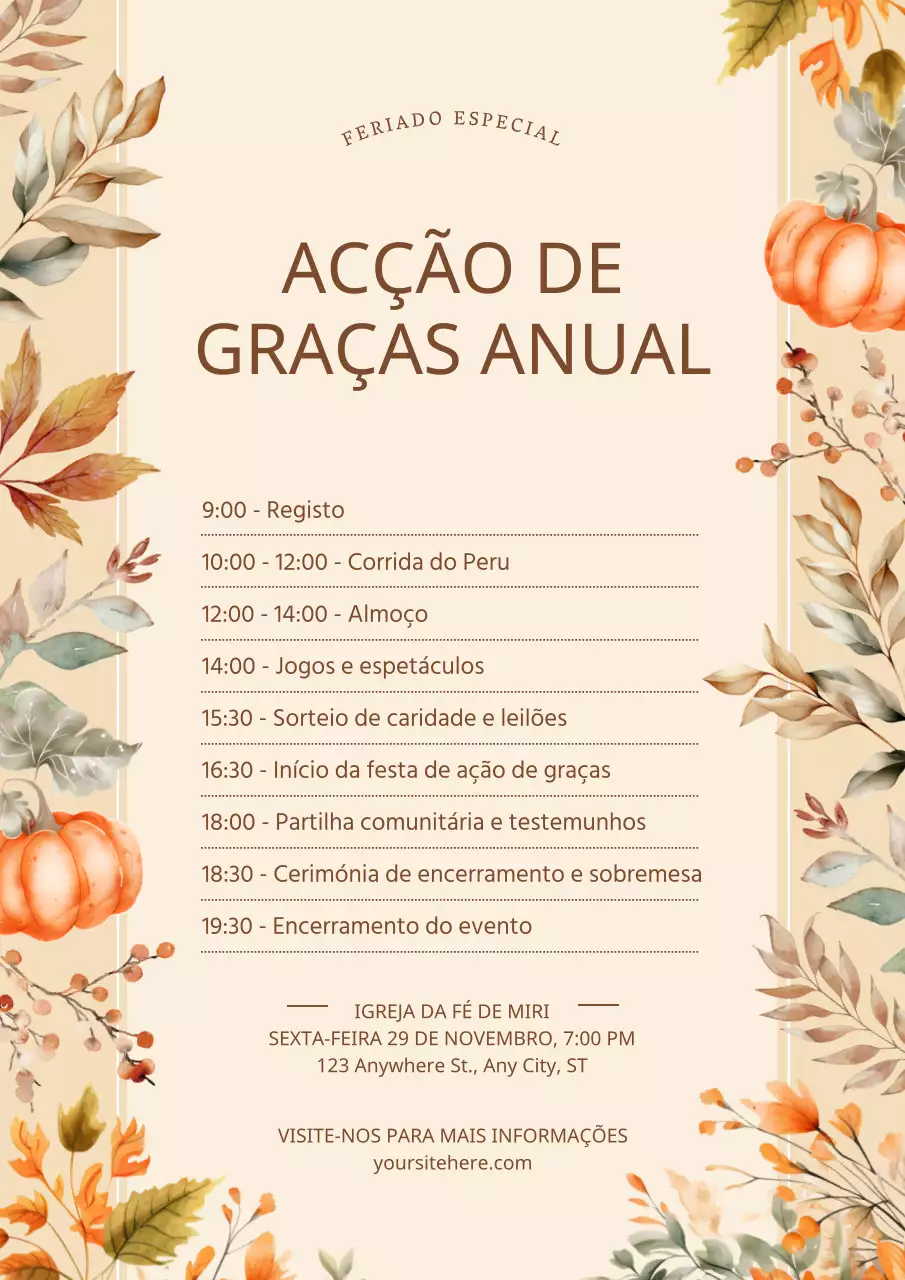 anúncio de Ação de Graças bege e elegante