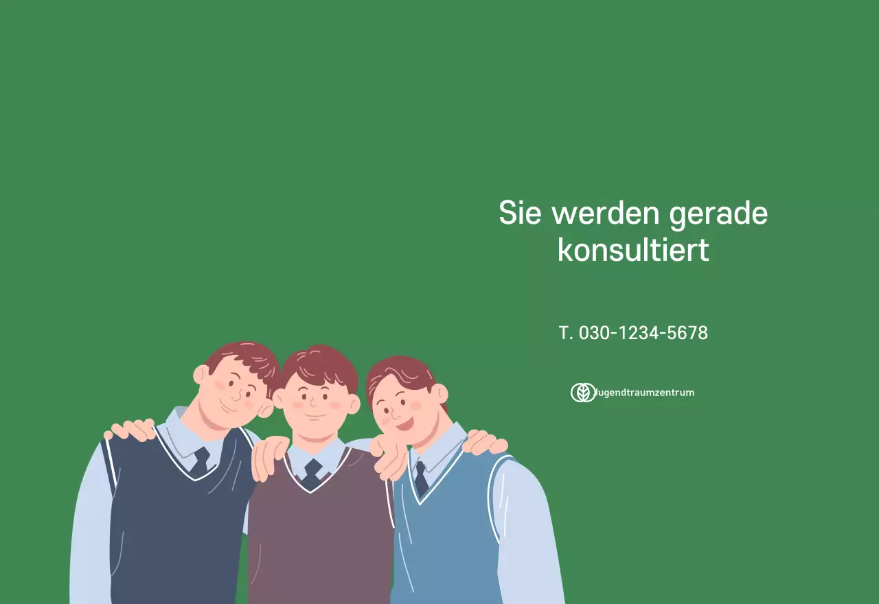 Kalender mit Jugendillustrationen auf gelb-grünem Hintergrund