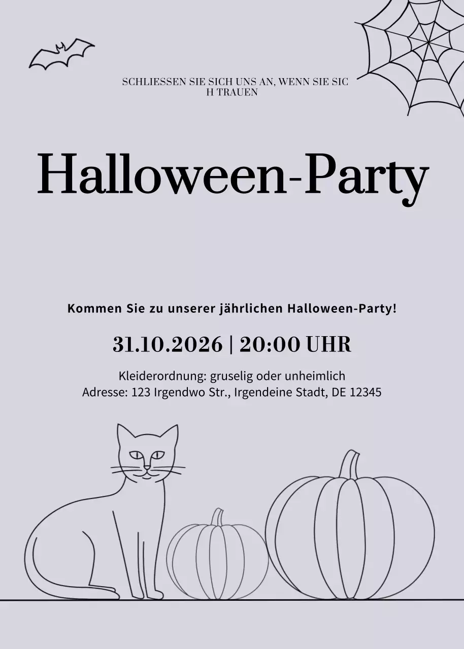 Graue minimale Halloween-Einladung