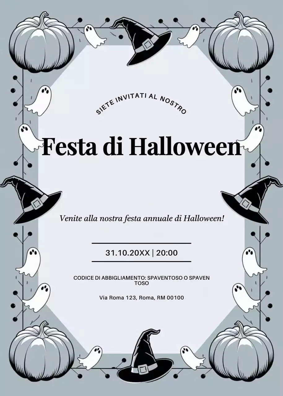 invito di Halloween vintage grigio