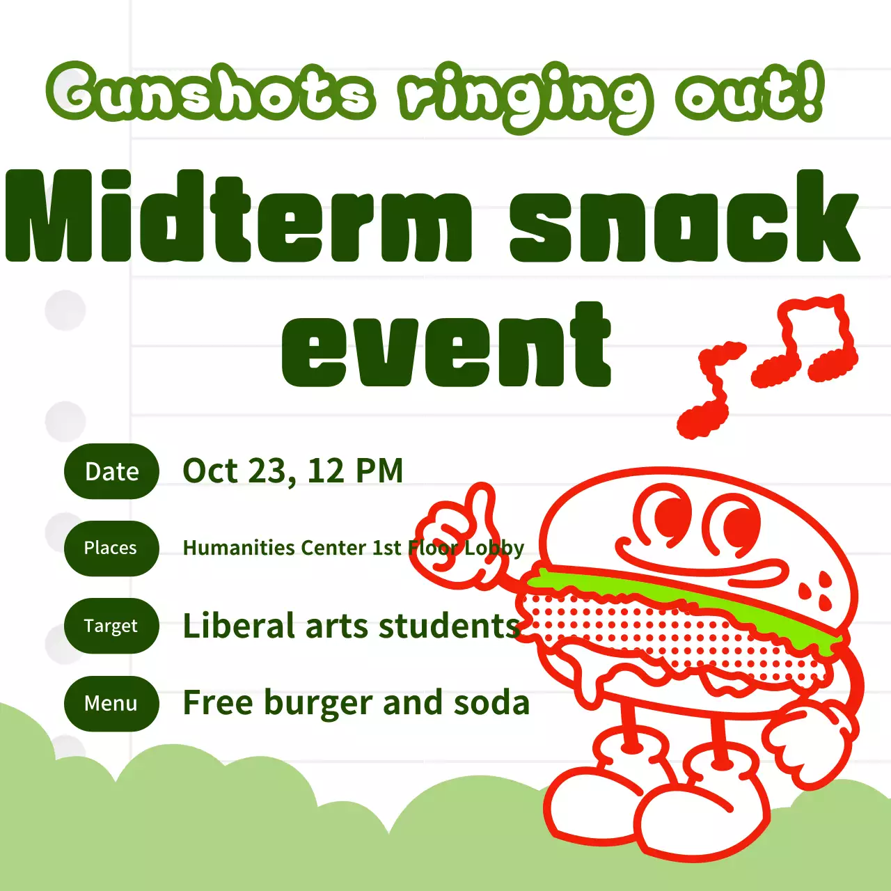 Thông báo sự kiện Green Retro Snack trên mạng xã hội