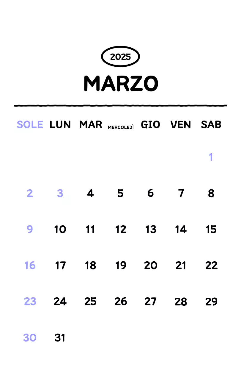 Calendario illustrato con un grazioso stile di linee