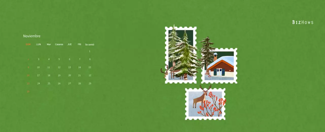 Calendario de Año Nuevo con cálidas ilustraciones