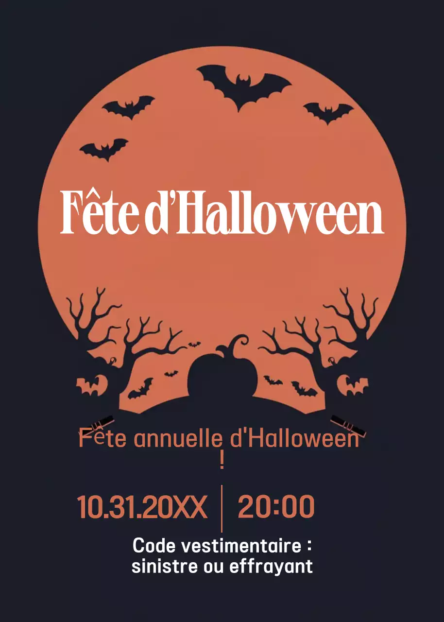 invitation Halloween gothique orange