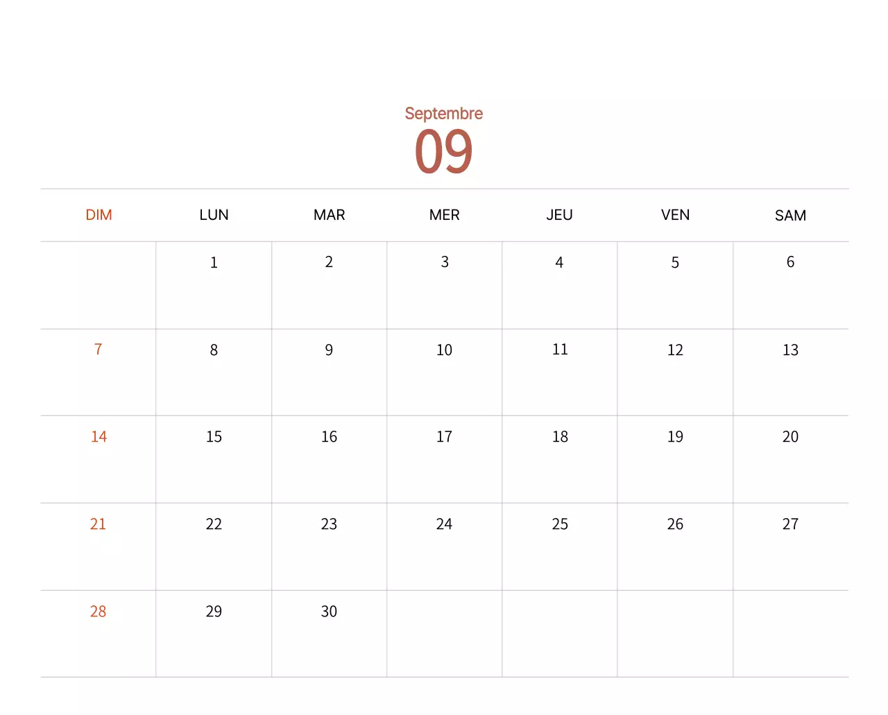 Calendrier du Nouvel An avec illustrations chaleureuses