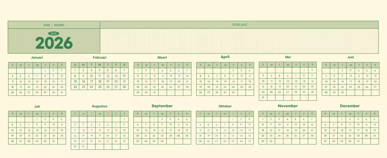 SAT D-Day notitieblok concept wandkalender in groen en lichtgeel
