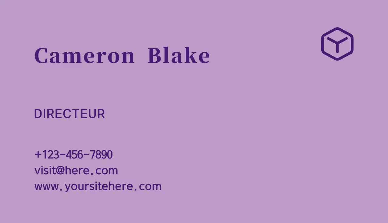 paars minimalistisch visitekaartje