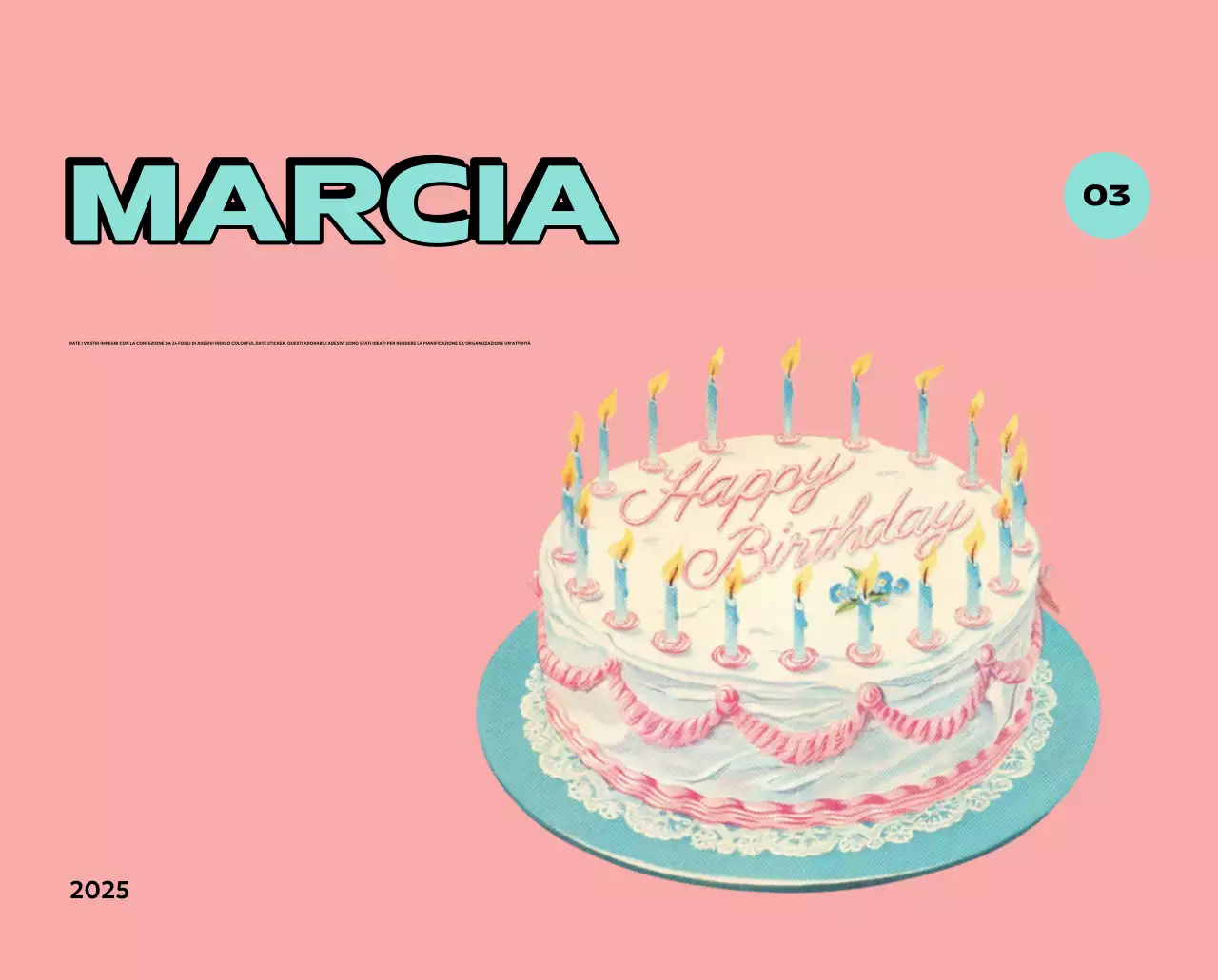 Calendari colorati con una varietà di illustrazioni retrò