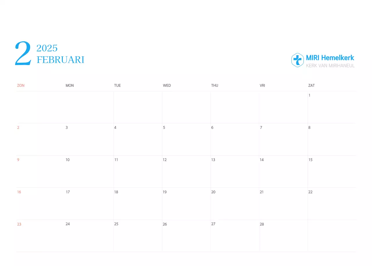 Blauw modern concept kerkkalender