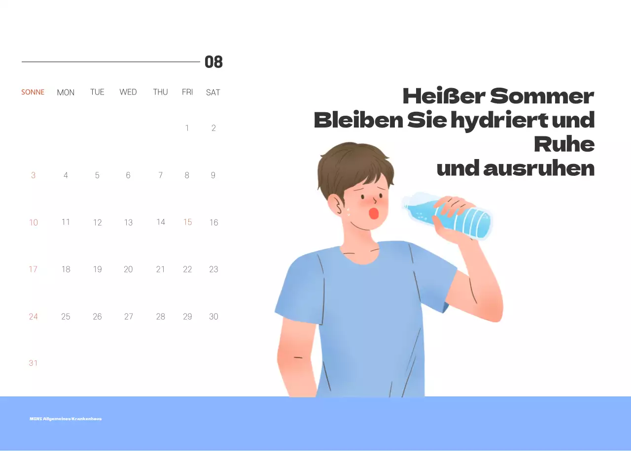 Ein festliches Krankenhaus mit Illustrationen zum Thema Gesundheit und Familie und farbenfrohen Akzenten