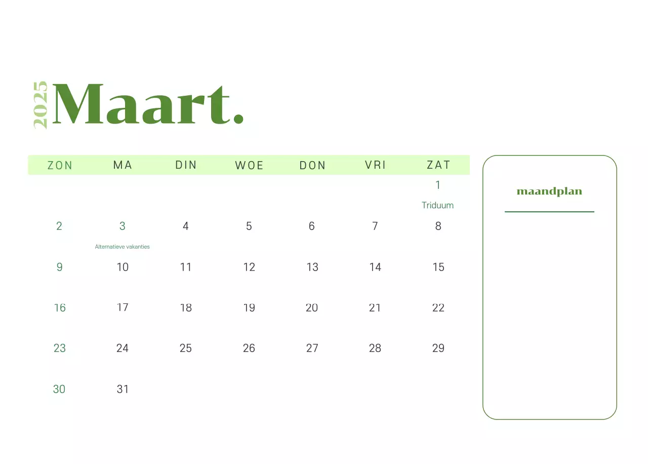 Kalender met jeugdillustraties op een geelgroene achtergrond