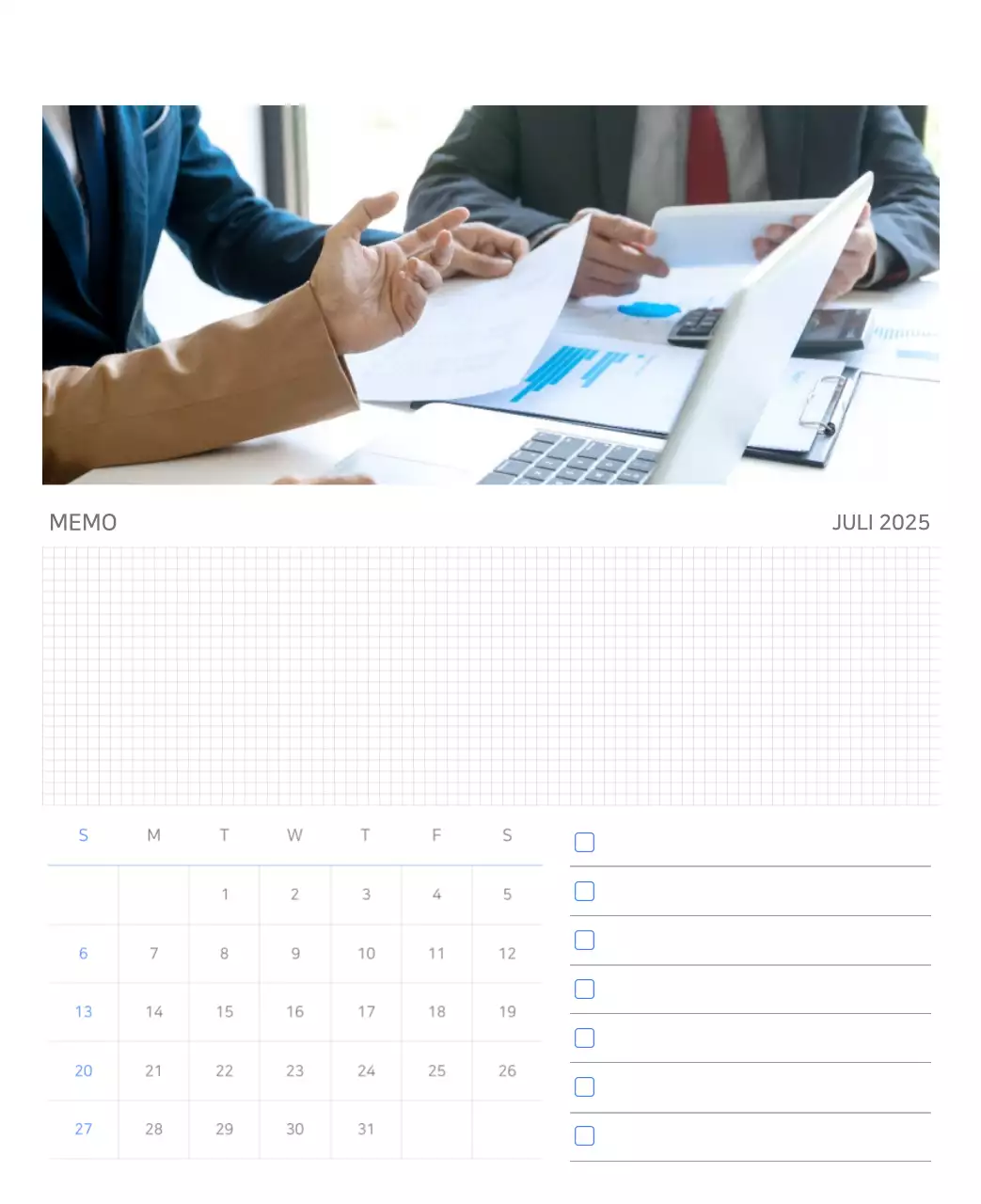 Blauer moderner Kalender Kalender