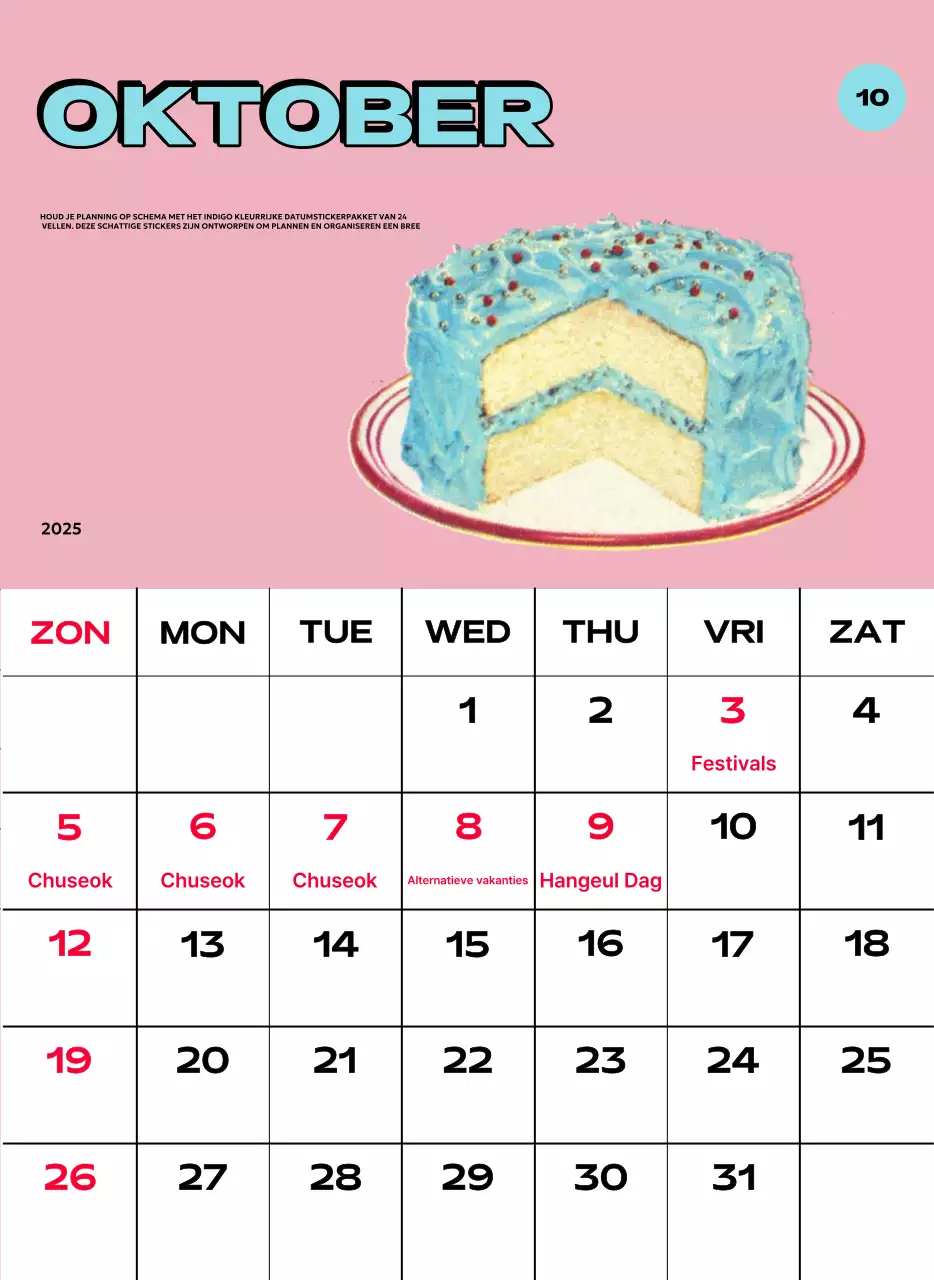 Kleurrijke kalenders met verschillende retro-illustraties