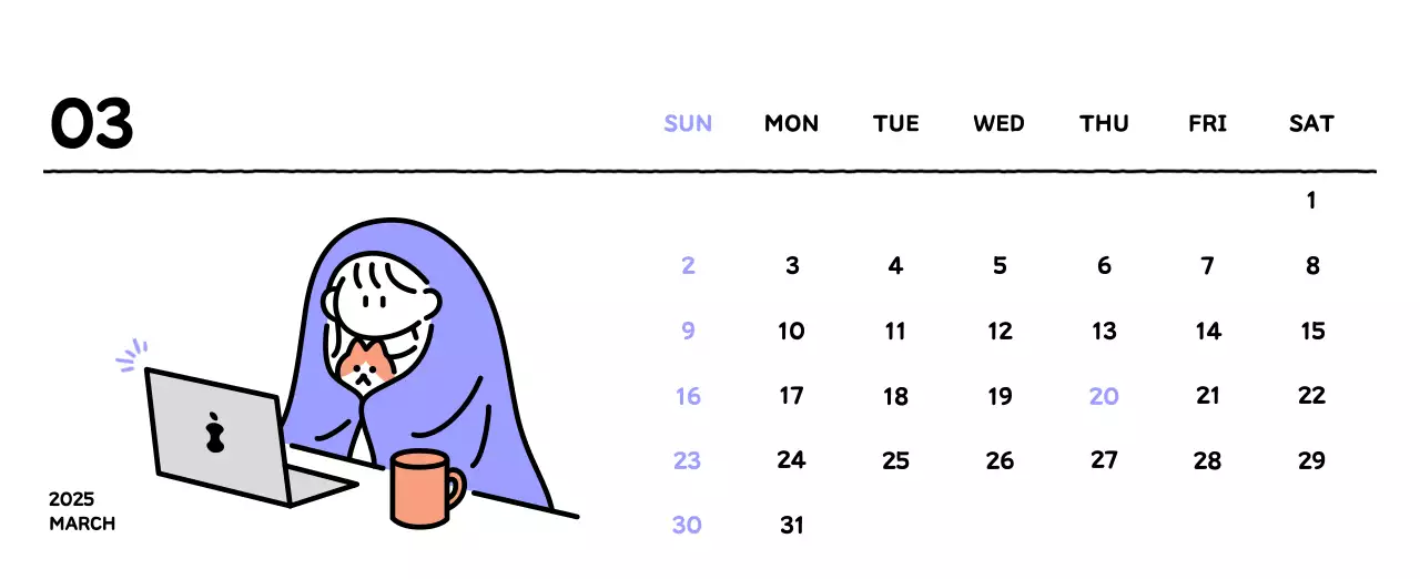 可愛らしい禅風イラストカレンダーカレンダー