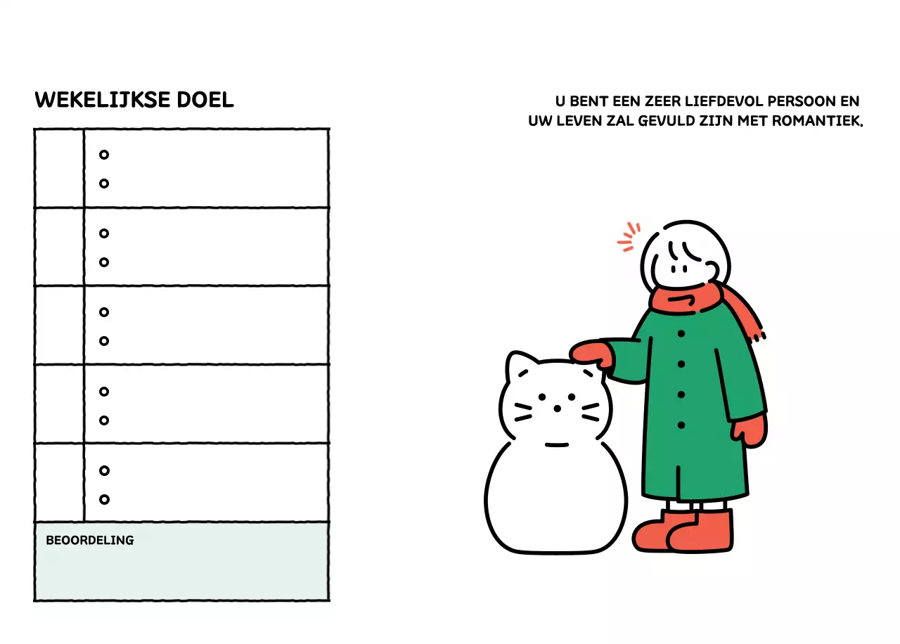 Geïllustreerde kalender met een mooie lijnstijl