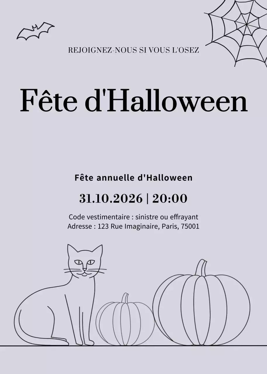 Invitation Halloween Minimale Grise